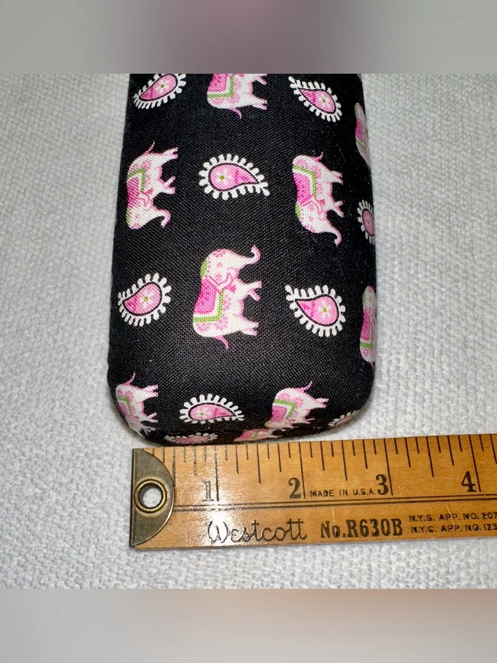 Vera Bradley Black Eyeglass Case with Pink Elephant Print